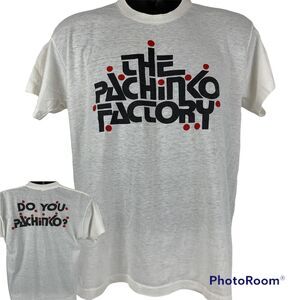 Vintage 70s The Pachinko Factory T Shirt Mens Large Japanese Game USA Made White